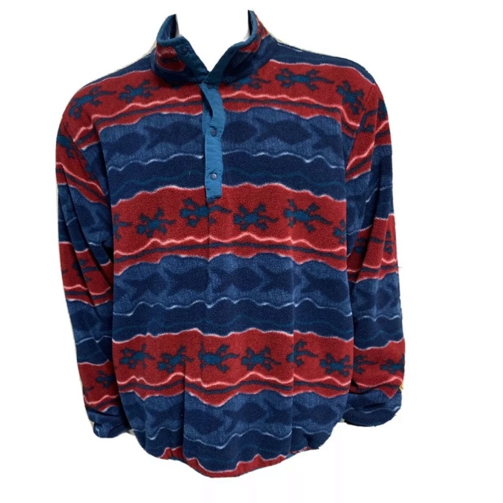 L.L. Bean Fleece Pullover Mens L Lizard Pattern